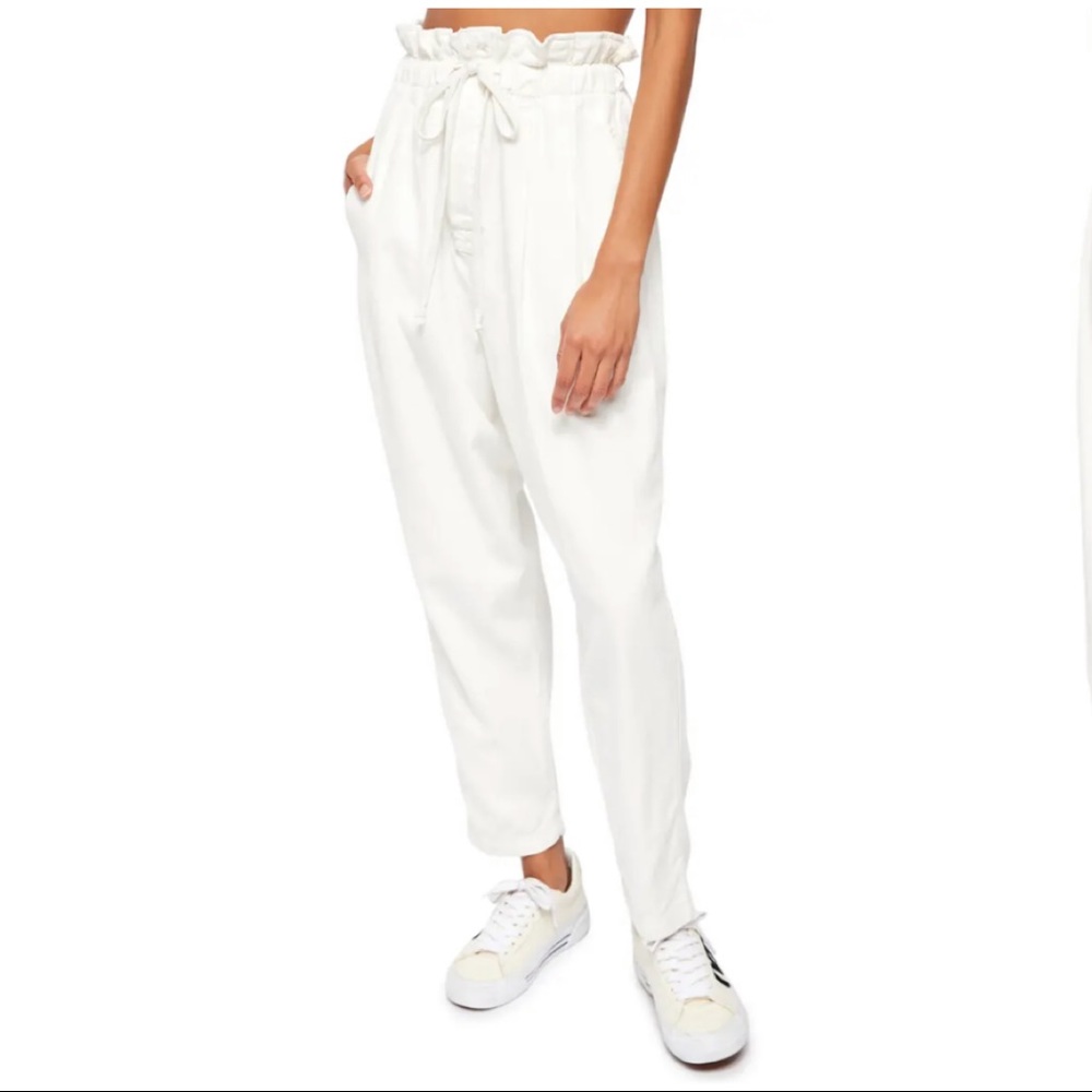 Free People Margate Pleated White Trouser Pants M